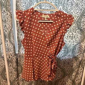 Monteau Rust Polka Dot Blouse